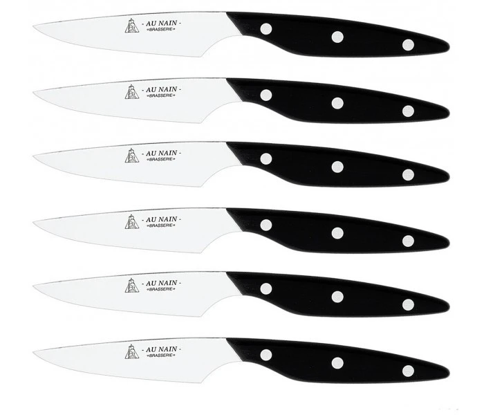 Au Nain Brasserie Universal Knife Block With 6 Steak Knives - Black Handles 4 Au Nain Brasserie Universal Knife Block With 6 Steak Knives - Black Handles - Image 2