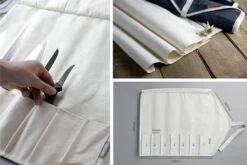 CHEF ROLL 7 Canvas Empty Roll Bag For 7 Kitchen Knives And Utensils -EdgeMaster Shop chef roll 7 canvas empty roll bag 7 kitchen knives utensils 16