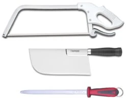 Fischer Knife Case With 7 Red Handle Butcher Knives And Accessories -EdgeMaster Shop fischer 7 piece butcher knife case red handles 2