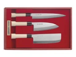 Jaku 3-piece Japanese Knife Set : Nakiri + Deba + Sashimi