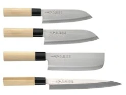 Jaku 4-piece Japanese Knife Set: Nakiri + Santoku + Deba + Sashimi -EdgeMaster Shop jaku 4 piece japanese knife set 1
