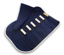 Japanese Canvas Roll Bag For 6 Knives - Blue 7 Japanese Canvas Roll Bag For 6 Knives - Blue -EdgeMaster Shop japanese canvas roll bag 6 knives blue 1