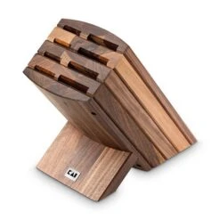 Kai Empty Knife Block For 8 Kitchen Knives - Walnut Wood