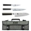 KAI Shun Classic Knife Bag With 3 Japanese Damascus Knives -EdgeMaster Shop kai shun classic knife bag 3 japanese damascus knives