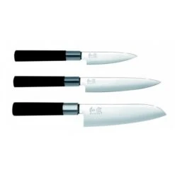 KAI Wasabi Black 3-piece Knife Set: 2 Utility Knives & 1 Santoku Knife -EdgeMaster Shop kai wasabi black 3 piece knife set 2 utility knives 1 santoku knife 1