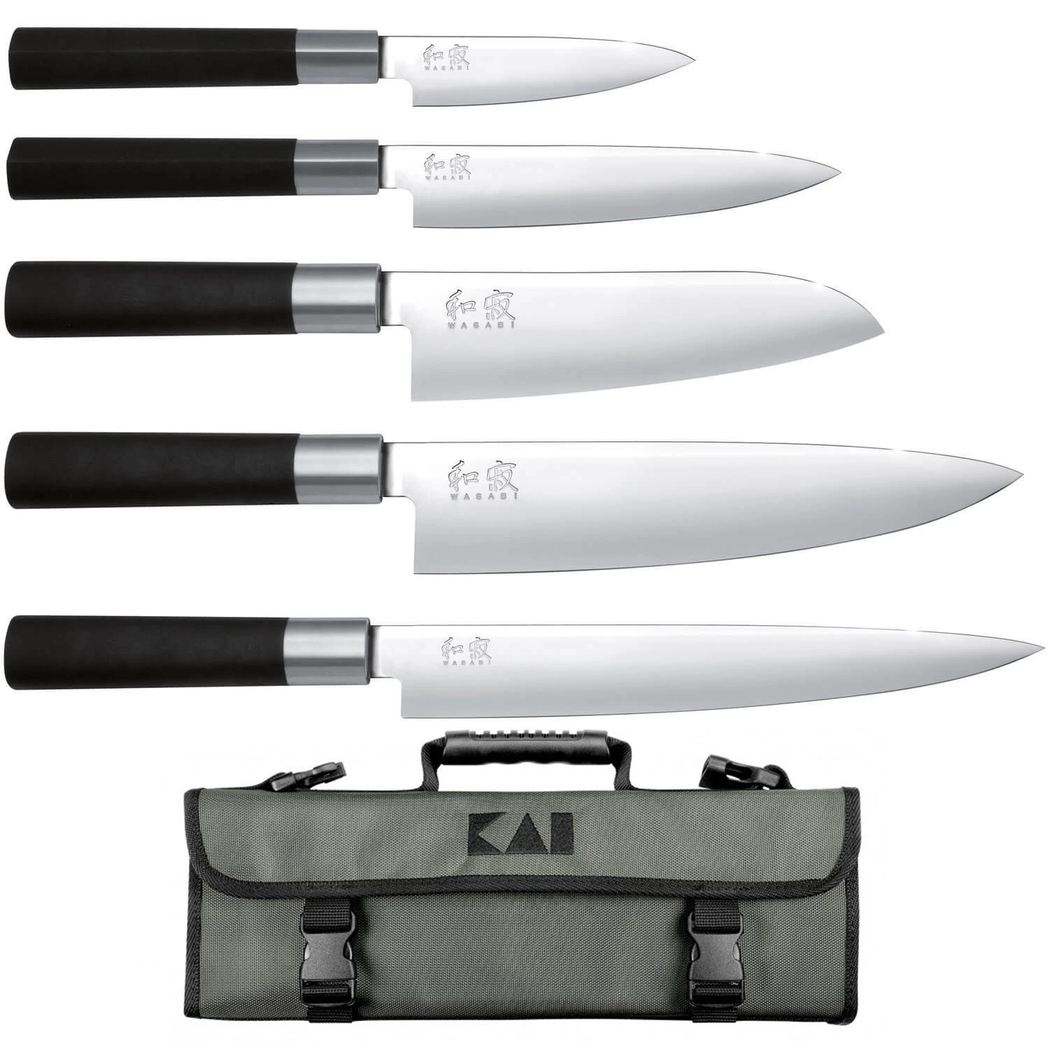 KAI Wasabi Black Knife Bag With 5 Knives EUROPE 3 KAI Wasabi Black Knife Bag With 5 Knives EUROPE