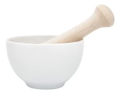 KAI White Porcelain Mortar And Wooden Pestle
