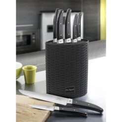 Lou Laguiole Universal Oval Knife Block - Braided Design -EdgeMaster Shop lou laguiole universal oval knife block braided 1