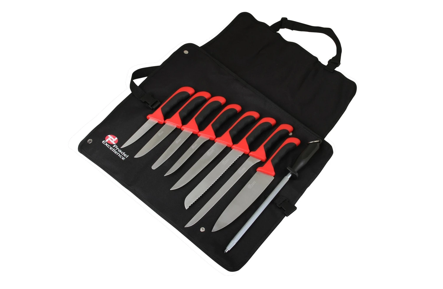 Pradel Excellence Cook's Roll Bag With 8 Kitchen Knives + 1 Sharpening Steel 3 Pradel Excellence Cook's Roll Bag With 8 Kitchen Knives + 1 Sharpening Steel