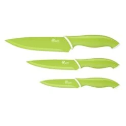 Pradel Excellence Set Of 3 Kitchen Knives - Non-stick, Green Blades