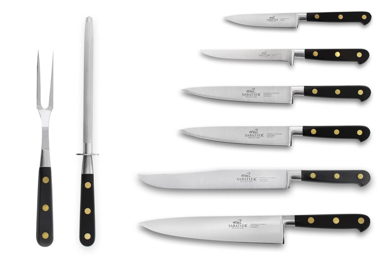 Sabatier Chef 6-piece Knife Set + 1 Carving Fork + 1 Sharpening Steel + 1 Roll Bag 4 Sabatier Chef 6-piece Knife Set + 1 Carving Fork + 1 Sharpening Steel + 1 Roll Bag - Image 2