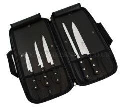 Sabatier Chef Knife Bag With 4 Knives And 1 Honing Steel - Stainless Steel Blades, POM Handles -EdgeMaster Shop sabatier chef knife bag 4 knives 1 honing steel stainless steel pom handles 2