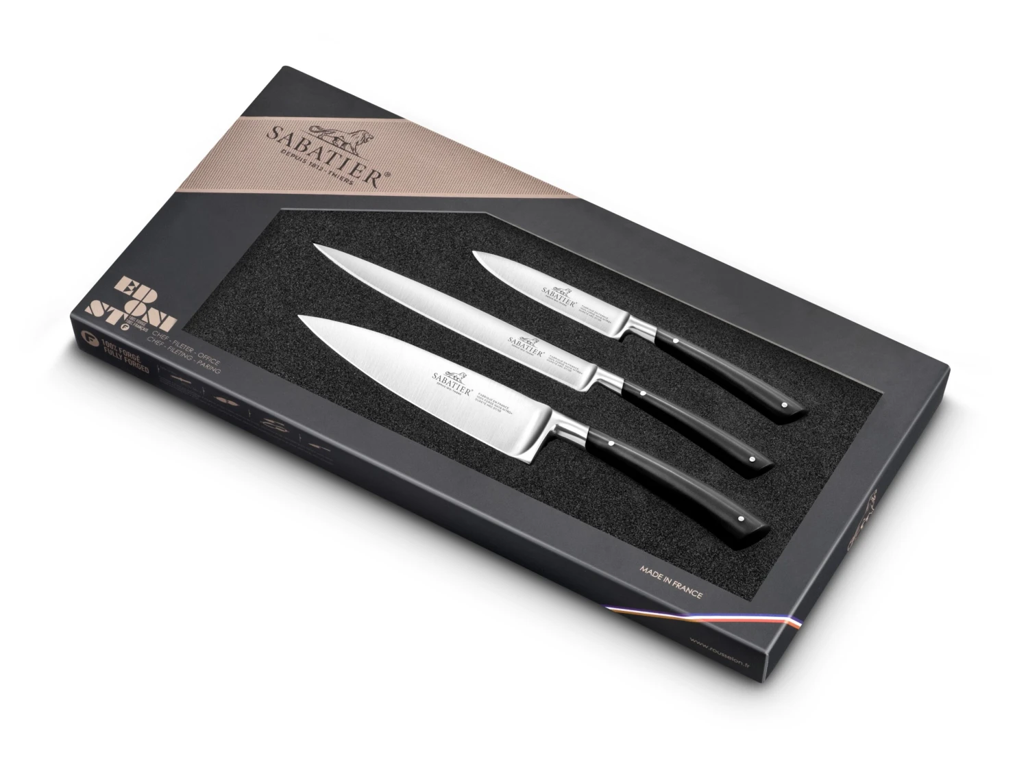 Sabatier Edonist 3-piece Kitchen Knife Set With High-quality Fully Forged Blades 3 Sabatier Edonist 3-piece Kitchen Knife Set With High-quality Fully Forged Blades