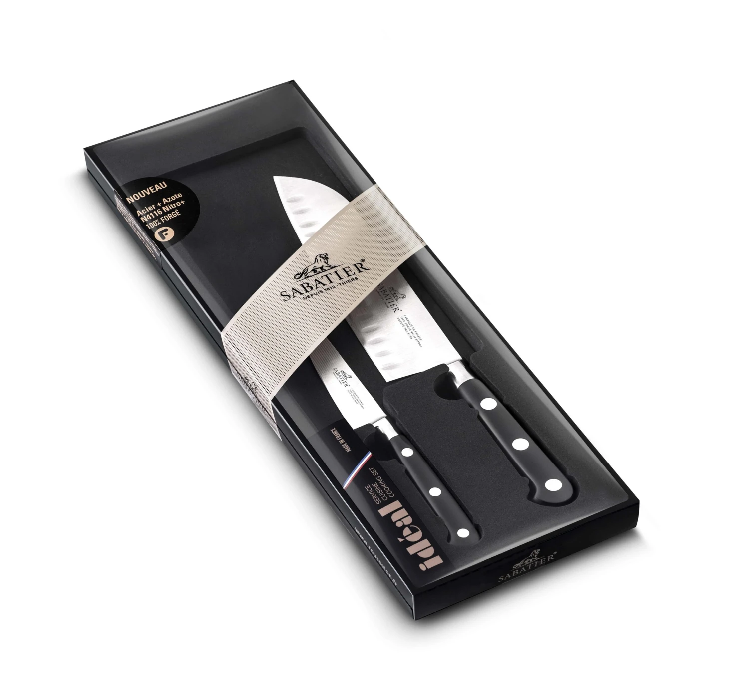 Sabatier Ideal 100% Forged Knife Set With 1 Santoku Knife + 1 Paring Knife 3 Sabatier Ideal 100% Forged Knife Set With 1 Santoku Knife + 1 Paring Knife