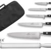 Sabatier Ideal 100% Forged Set Of 5 Kitchen Knives + 1 Sharpening Steel + Knife Bag -EdgeMaster Shop sabatier ideal forged set 5 kitchen knives 1 sharpening steel knife bag