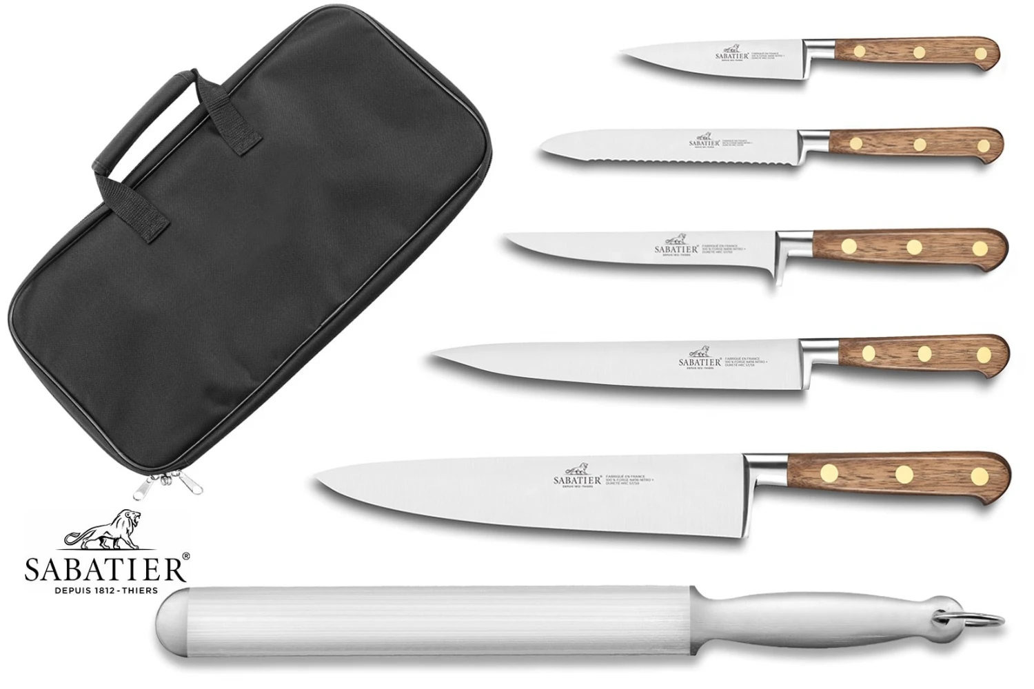 Sabatier Perigord Knife Bag With 5-piece Knife Set + 1 Sharpening Steel 3 Sabatier Perigord Knife Bag With 5-piece Knife Set + 1 Sharpening Steel
