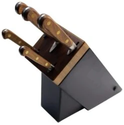 Sabatier Perigord Knife Block With 5 Kitchen Knives - Walnut Wood Handles -EdgeMaster Shop sabatier perigord knife block 5 kitchen knives walnut wood handles 2