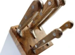 Sabatier Provençao White Knife Block With 5 Kitchen Knives - Olive Wood Handles -EdgeMaster Shop sabatier provencao white knife block 5 kitchen knives olive wood handles 5