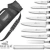 Sabatier Roll Bag With 7 Ideal 100% Forged Knives + 1 Carving Fork + 1 Sharpening Steel -EdgeMaster Shop sabatier roll bag 7 ideal forged knives 1 carving fork 1 sharpening steel