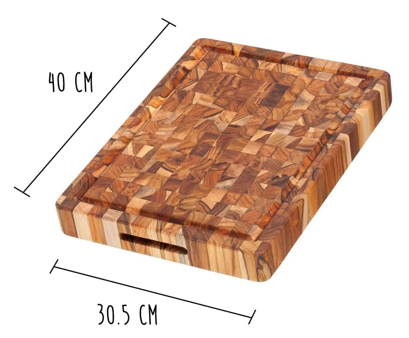 TeakHaus Chopping Block With Hand Grips 40 X 30cm - Made Of Teak Wood 3 TeakHaus Chopping Block With Hand Grips 40 X 30cm - Made Of Teak Wood