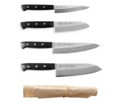 Tojiro DP Eco Set Of 4 Japanese Kitchen Knives + Roll Bag