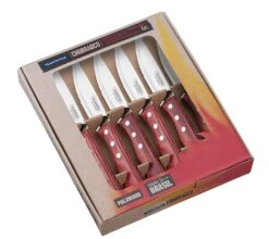 Tramontina 6-piece Steak Knife Set - Red Polywood Handles And Serrated Blades