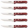 Tramontina Gaucho Set Of 6 Steak Knives 13cm With Red Polywood Handles -EdgeMaster Shop tramontina gaucho set 6 steak knives 13cm red polywood handles