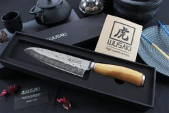 Wusaki Damas VG10 Santoku Knife 17cm Olive Wood Handle -EdgeMaster Shop wusaki damas vg10 santoku knife 17cm olive wood handle 1