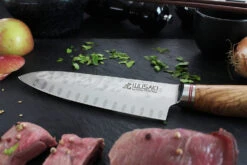 Wusaki Damas VG10 Santoku Knife 17cm Olive Wood Handle -EdgeMaster Shop wusaki damas vg10 santoku knife 17cm olive wood handle 3