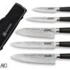 Wusaki Ebony AUS8 Set With 5 Kitchen Knives + 1 Roll Bag -EdgeMaster Shop wusaki ebony aus8 set 5 kitchen knives 1 roll bag