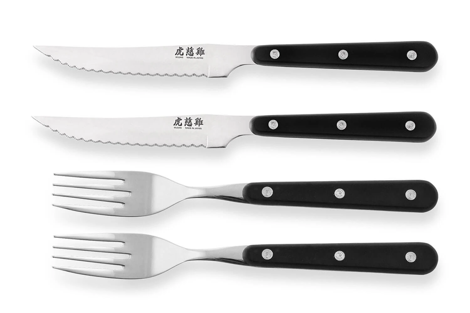 Wusaki Japan 4-piece Cutlery Set - 2 Forks + 2 Steak Knives 3 Wusaki Japan 4-piece Cutlery Set - 2 Forks + 2 Steak Knives