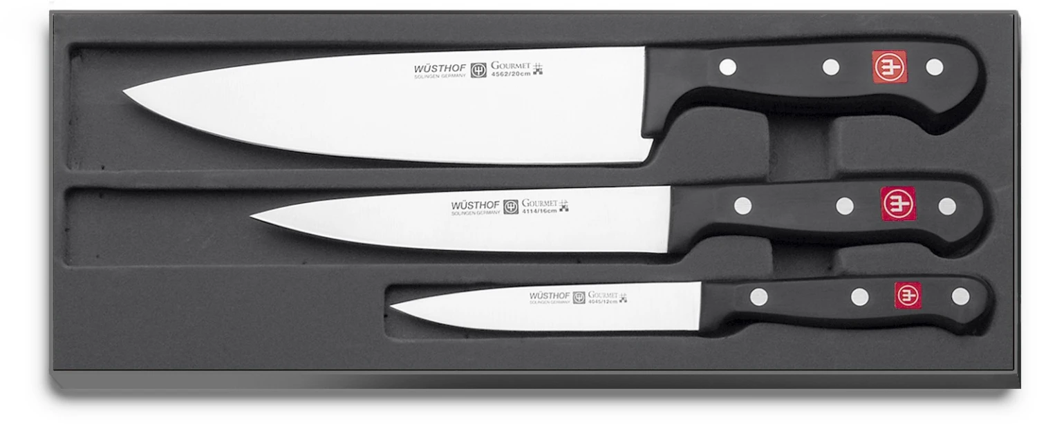 Wusthof Gourmet Knife Set: 1 Chef Knife 20cm, 1 Carving Knife 16cm And 1 Utility Knife 12cm 3 Wusthof Gourmet Knife Set: 1 Chef Knife 20cm, 1 Carving Knife 16cm And 1 Utility Knife 12cm